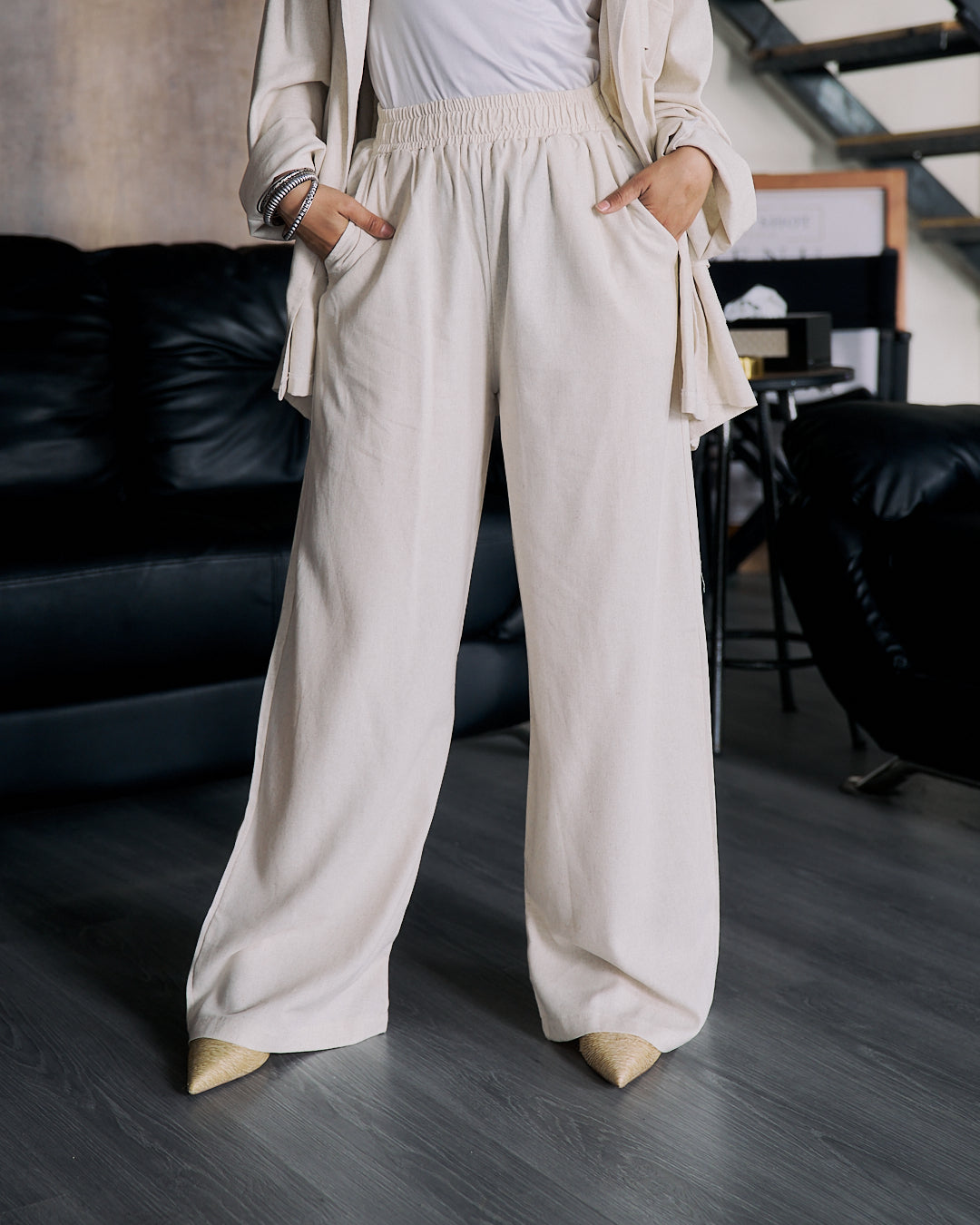Beige Linen Pants
