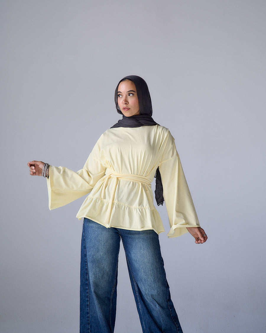 Butter Yellow Belted Top